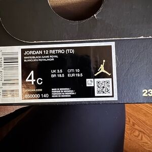 Jordan 12 Retro TD White Black Gold Sneakers